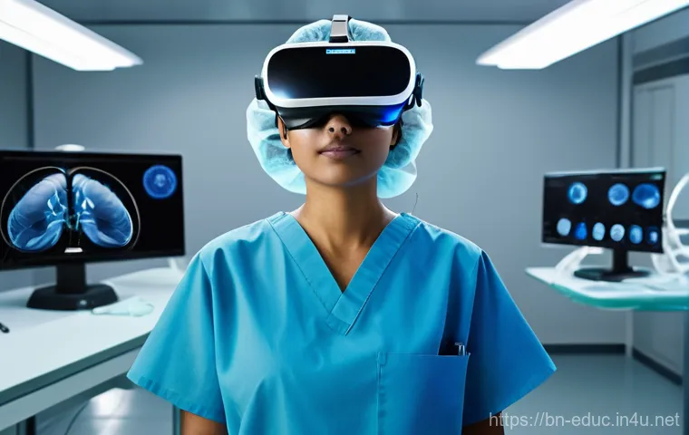 AR VR 기반 교육 - **Prompt:** "In a bright, modern classroom filled with natural light, a group of elementary school c...