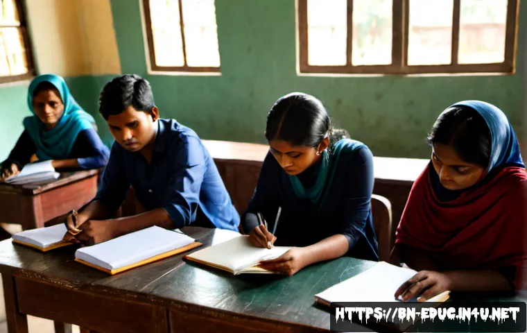 Home 17 교육 법과 윤리 - Photorealistic university classroom in Bangladesh, a diverse group of adult students attentively dis...