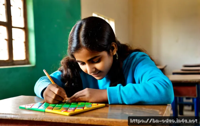 정서 지능과 학습 성과 - Photorealistic Bengali teenage student in a bright, modest classroom, calmly pausing to regulate emo...